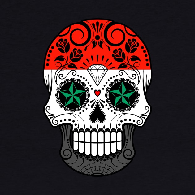 Syrian Flag Sugar Skull with Roses by jeffbartels
